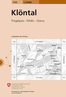 Wandelkaart - Topografische kaart 1153 Klöntal | Swisstopo - thumbnail