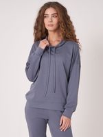 Sweater van katoenmix met trekkoord