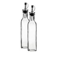 Cosy & Trendy Olie en azijn flessen - 2x - glas - 300 ml - schenktuit - afsluitbare dop