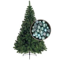 Bellatio Decorations kunst kerstboom 210 cm met kerstballen ijsblauw - thumbnail