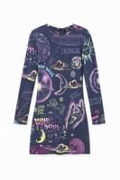 Slim fit jurk met astrologische print - BLUE - L - thumbnail