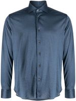 Corneliani chemise en coton à col italien - Bleu - thumbnail