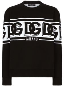 Dolce & Gabbana intarsia knit-logo crew-neck jumper - Noir