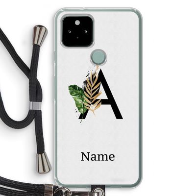 Charcoal Flora: Pixel 5 Transparant Hoesje met koord