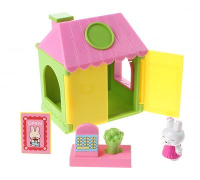 Jonotoys speelhuisje Minishop 7 cm meisjes groen/geel 5 delig
