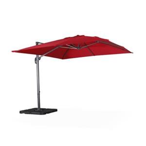 sweeek - Vierkante offset parasol 3x3m + set van 4 verzwaarde tegels