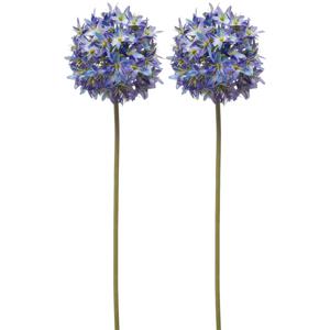 Allium/Sierui kunstbloem - 2x - losse steel - blauw - 60 cm - Natuurlijke uitstraling