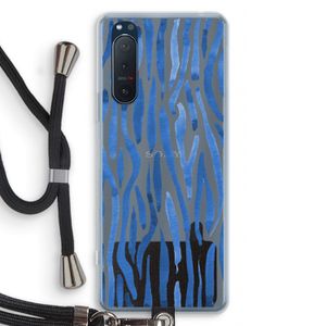 Blauwe nerven: Sony Xperia 5 II Transparant Hoesje met koord