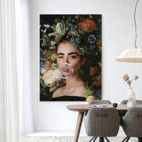 Urban Cotton Wandkleed 'Gifts Of Nature' 145 x 190cm in Frame - black