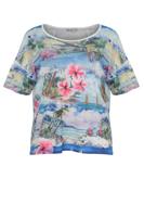Yoek Wijd shirt Tropical | Blauw | Maat XL
