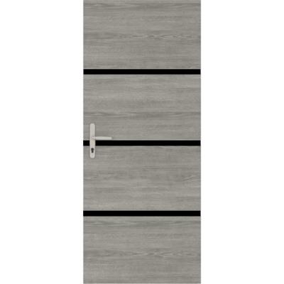 Deurrenovatiekit - NORDLINGER PRO - 4 platen 85 x 50 cm en 3 zwarte profielen 85 x 2 cm - Greige eik