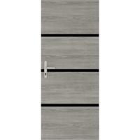 Deurrenovatiekit - NORDLINGER PRO - 4 platen 85 x 50 cm en 3 zwarte profielen 85 x 2 cm - Greige eik
