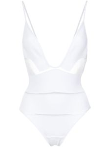 Amir Slama deep V-neck swimsuit - Blanc