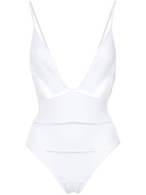 Amir Slama deep V-neck swimsuit - Blanc