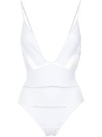 Amir Slama deep V-neck swimsuit - Blanc - thumbnail