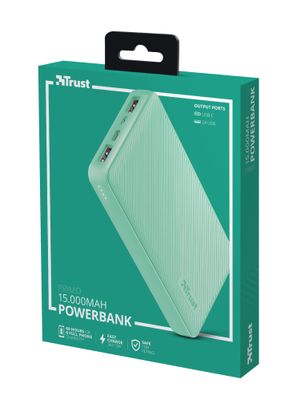 Trust Primo Compact Powerbank 15.000 mAh Powerbank Groen Trust Primo Compact Powerbank 15.000 mAh Powerbank Groen