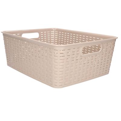 Opbergmand - Kastmand - rotan kunststof - beige - 12 Liter - 30 x 37 x 13 cm