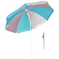 Parasol - blauw/wit - D120 cm - incl. draagtas - parasolharing - 49 cm