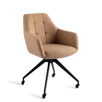 Jesper Home Draaibare Eetkamerstoel 'Noto' Caster Black, kleur Toasted Toffee