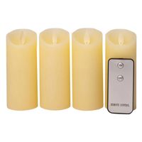4x stuks led kaarsen/stompkaarsen ivoor wit D5,2 x H12,5 cm - LED kaarsen - thumbnail