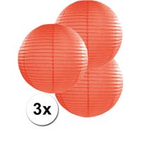 3 bolvormige lampionnen oranje 35 cm - thumbnail
