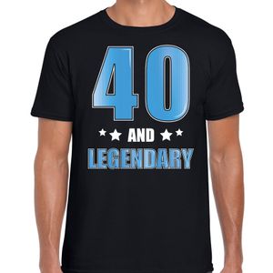 40 and legendary verjaardag cadeau t-shirt 40 jaar zwart voor heren 2XL  -