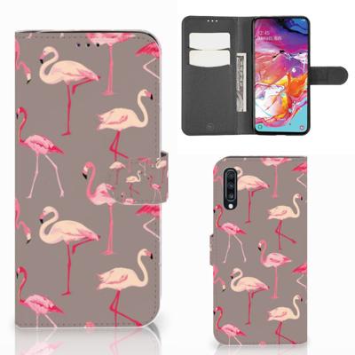 Samsung Galaxy A70 | Telefoonhoesje | Met pasjeshouder | Flamingo