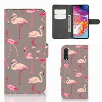 Samsung Galaxy A70 | Telefoonhoesje | Met pasjeshouder | Flamingo