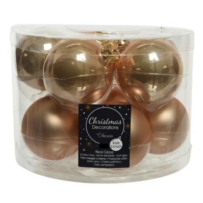 Kerstballen set - 20x stuks -? glas - toffee bruin - 6 cm - glans/mat - kerstversiering