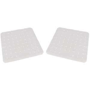 2x Witte anti-slip badmatten/douchematten 45 x 45 cm vierkant