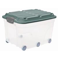 Rotho Roller Opbergbox met Deksel en Wielen 57L Mistletoe Groen/Transparant
