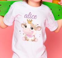 T-shirt baby Schattige koe voor meisje met naam