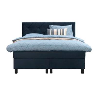 Boxspring Liv geruit - blauw - 120x200 cm - vierkante poot - Leen Bakker