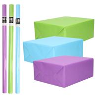 Inpakpapier Cadeaupapier - Kleurenmix - 6x stuks rollen - paars - groen - blauw Inpakpapier Cadeaupapier - Kleurenmix - 6x stuks rollen - paars - groen - blauw