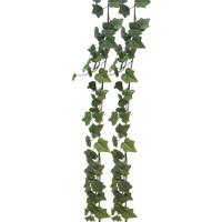 Bellatio Design kunstplant/hangplant slinger - 2x - Klimop/hedera - groen - 180 cm