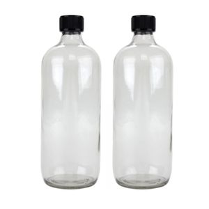 8x Glazen ronde flessen met schroefdoppen 1000 ml