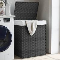 Wasmand met deksel 46x33x60 cm poly rattan grijs Wasmand met deksel 46x33x60 cm poly rattan grijs