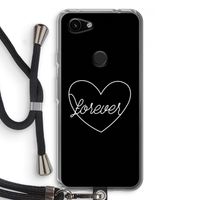 Forever heart black: Pixel 3a Transparant Hoesje met koord