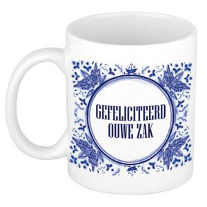 Verjaardag cadeau mok - Delfts Blauw - gefeliciteerd - 300 ml - keramiek