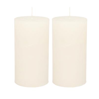 Atmosphera Stompkaars/cilinderkaars - 2x - wit - 7 x 13 cm - rustiek model