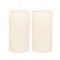 Atmosphera Stompkaars/cilinderkaars - 2x - wit - 7 x 13 cm - rustiek model