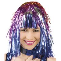 Pruik - multi color - folie - seventies - disco - verkleden - carnaval
