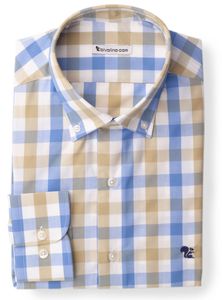 LADOBORA - madras ruit navy popeline overhemd - LADO 1