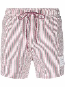 Thom Browne short de bain en seersucker à patch logo - Rouge