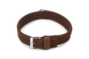 Beeztees buffalo - halsband hond - leer - bruin - 65 cm x 40 mm