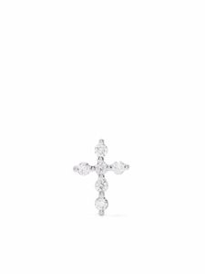 Djula bijou d'oreilles Cross en or rose 18ct ornée de diamants - Argent