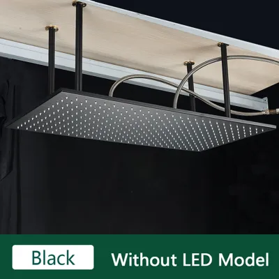 LED Regendouchekop met Temperatuurgevoelige Kleuren - Plafondmontage | 4 Installatiearmen | Vierkant | Chroom / Zwart / Geborsteld Nikkel