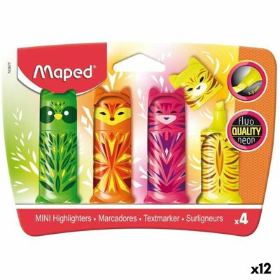 Fluorescerende Markeerstift Set Maped Multicolour 4 Onderdelen (12 Stuks)