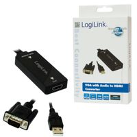 LogiLink CV0060 Adapter [1x VGA-stekker - 1x HDMI-bus] Zwart 45.00 cm - thumbnail