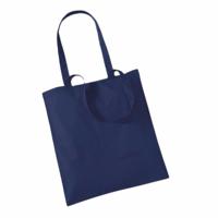 Draagtasje met hengsels - donkerblauw - 42 x 38 cm - katoen - 10 liter - boodschappen - gymtas